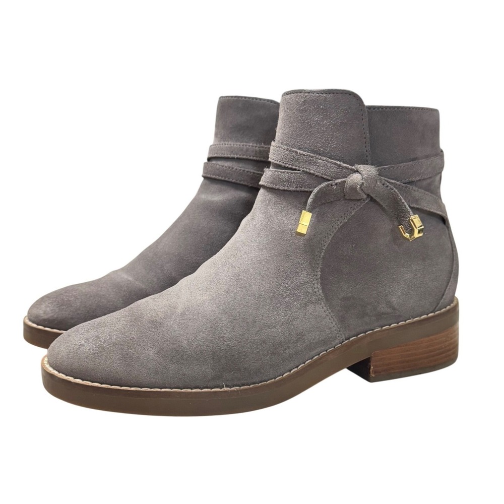 Cole Haan Railyn Ankle Boots Womens 6B Gray Suede Good Grand OS Block‎ Heel